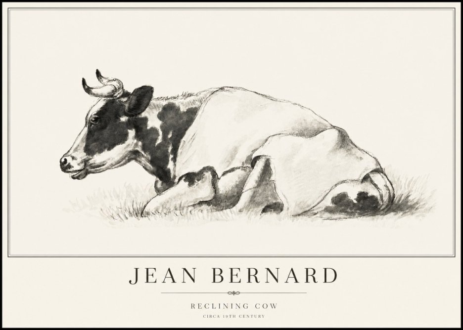 Jean Bernard Reclining Cow II No6 - Póster