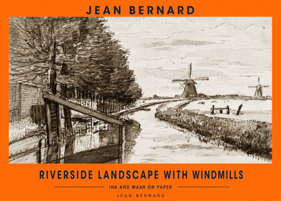 Jean Bernard Riverside Landscape with Windmills No2 - Póster