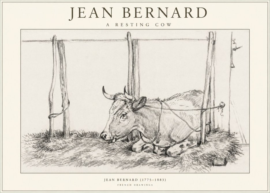 Jean Bernard A Resting Cow No1 - Póster