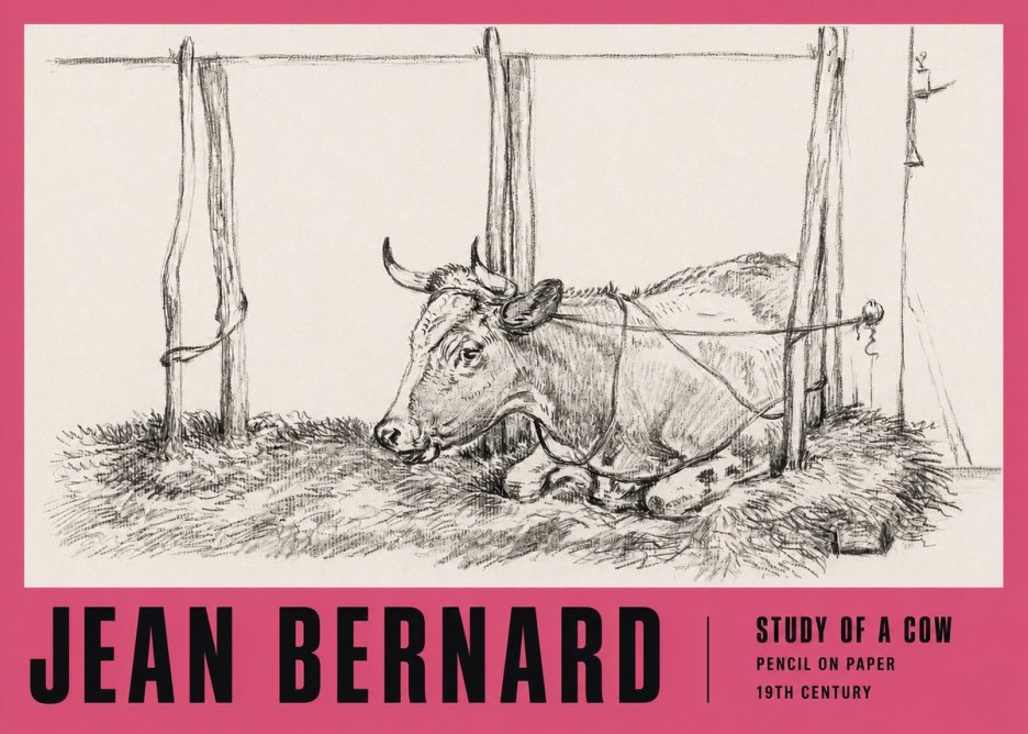 Jean Bernard A Resting Cow No3 - Póster