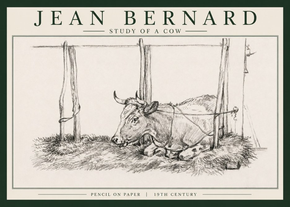 Jean Bernard A Resting Cow No4 - Póster