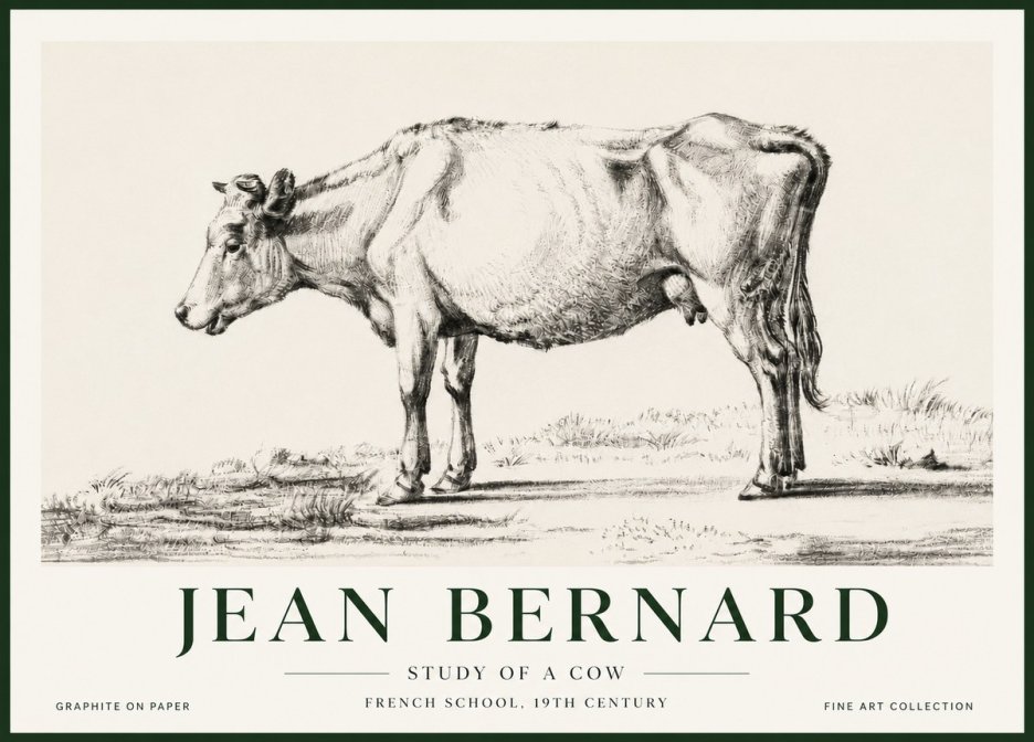 Jean Bernard Study of a Cow XI No5 - Póster