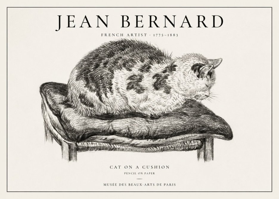 Jean Bernard Cat on a Cushion No1 - Póster