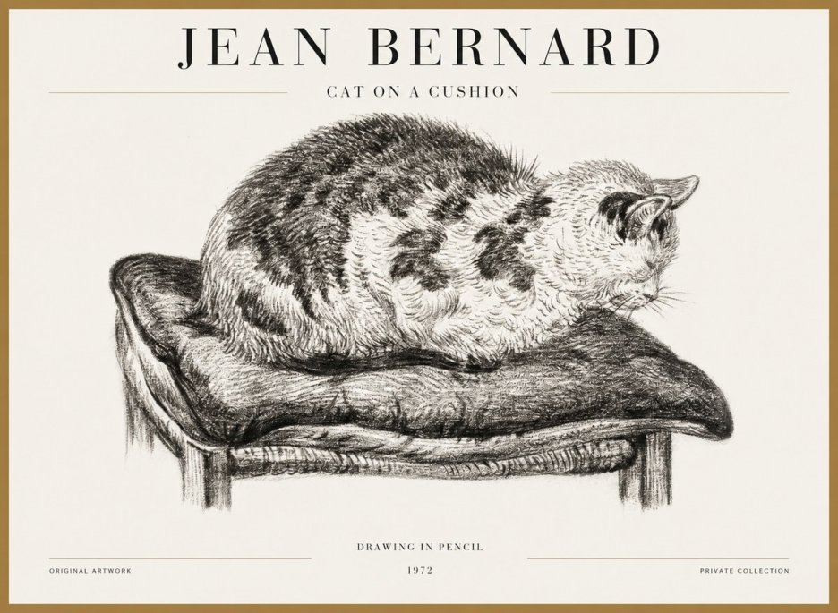 Jean Bernard Cat on a Cushion No5 - Póster