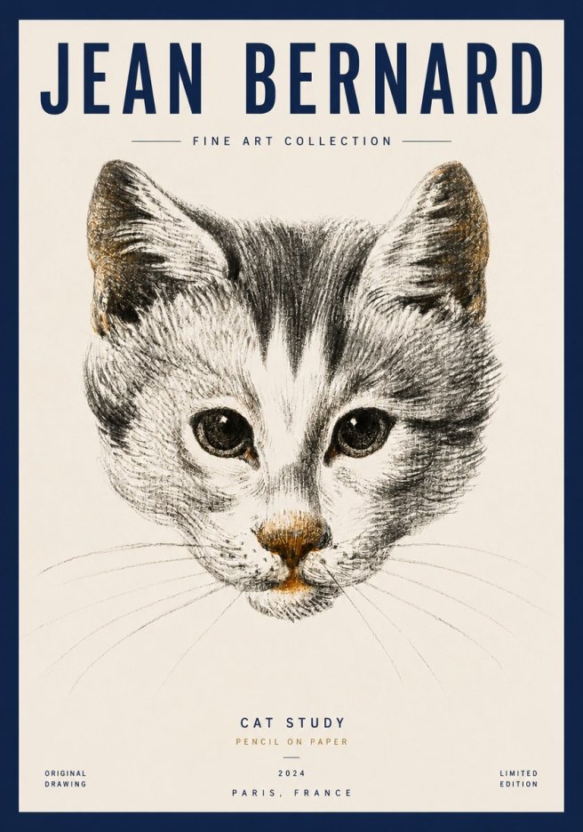 Jean Bernard Cat Study IX No3 - Póster