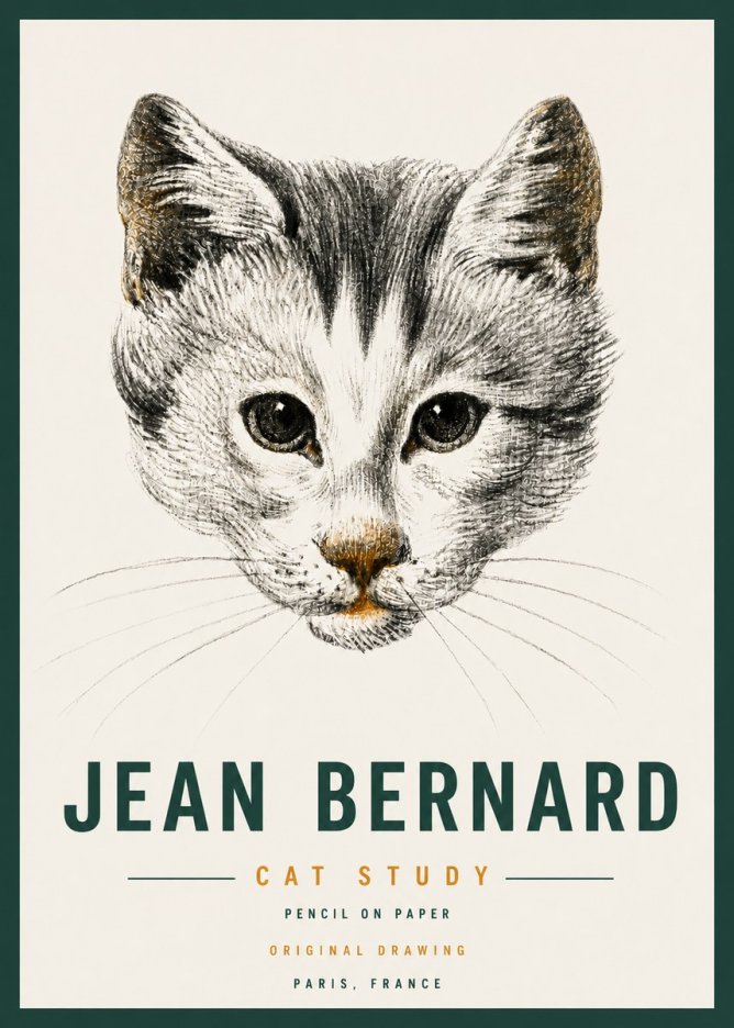 Jean Bernard Cat Study IX No4 - Póster