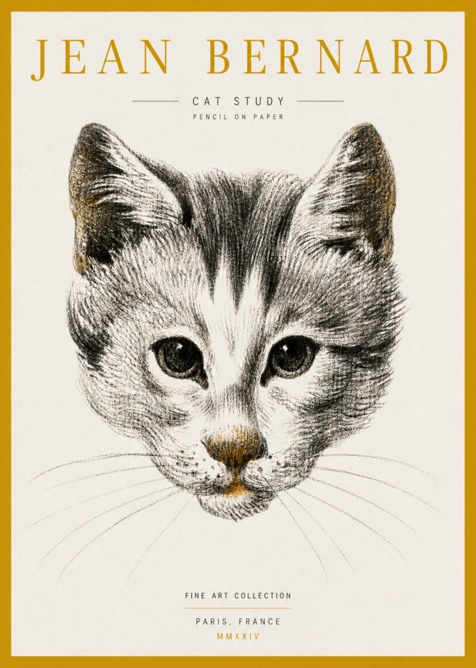 Jean Bernard Cat Study IX No5 - Póster