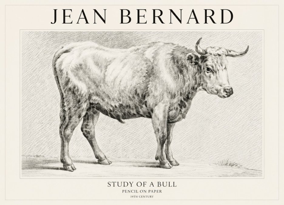 Jean Bernard Study of a Bull IV No1 - Póster