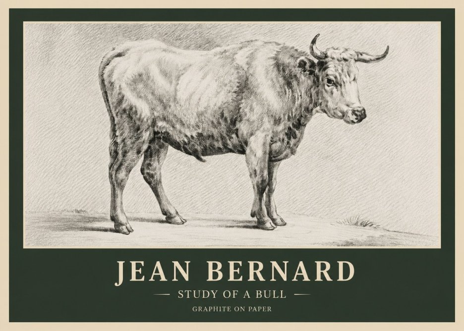 Jean Bernard Study of a Bull IV No6 - Póster
