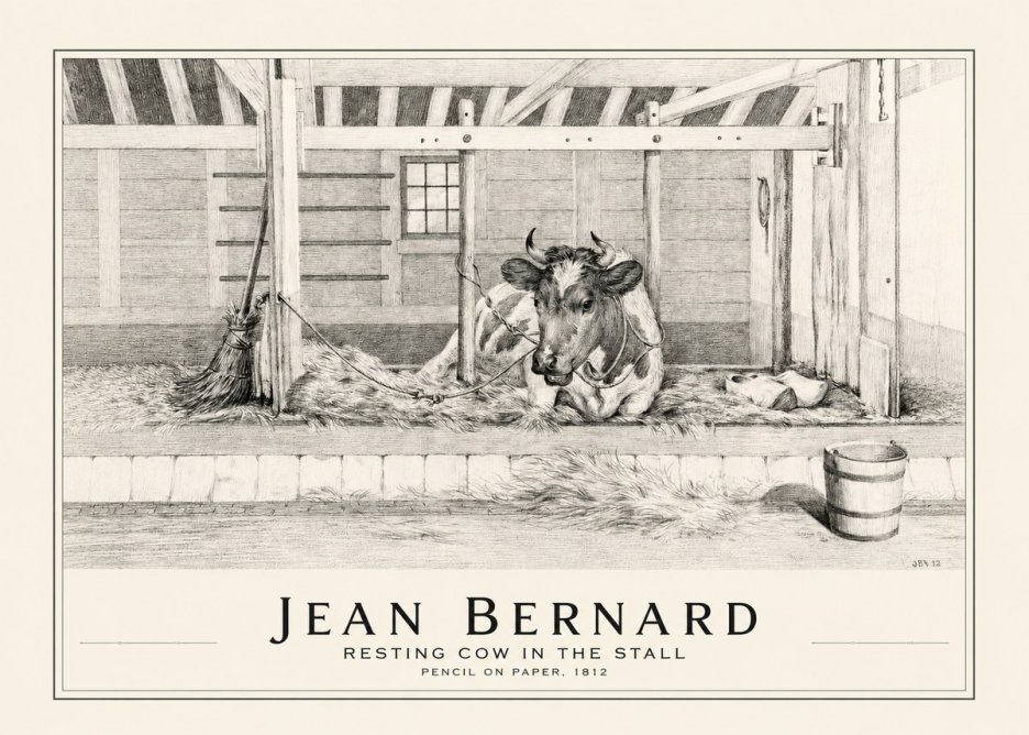 Jean Bernard Resting Cow in the Stall I No1 - Póster