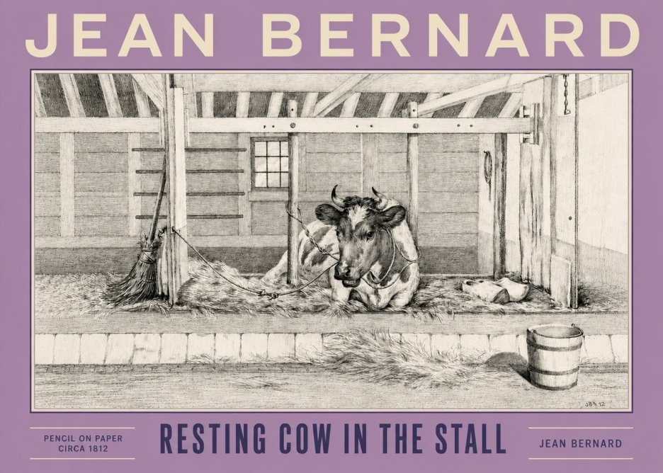 Jean Bernard Resting Cow in the Stall I No4 - Póster