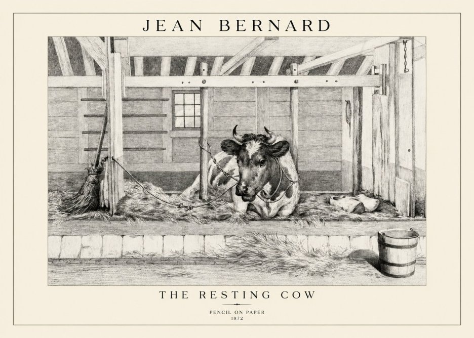 Jean Bernard Resting Cow in the Stall I No5 - Póster