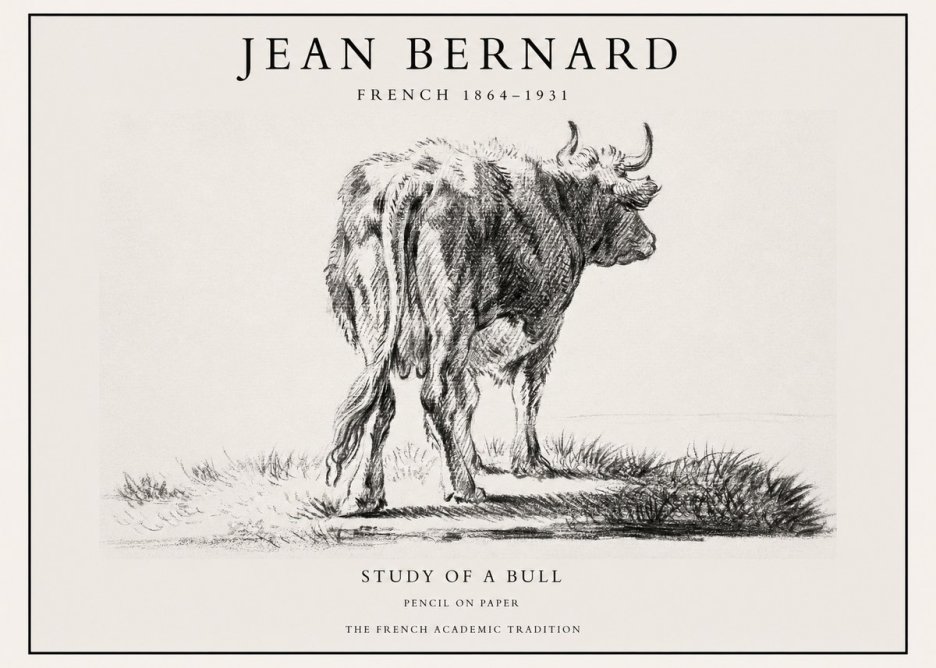 Jean Bernard Study of a Bull V No1 - Póster