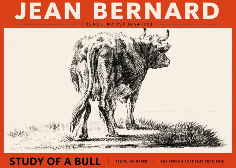 Jean Bernard Study of a Bull V No2 - Póster