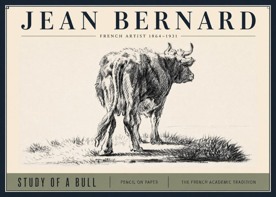 Jean Bernard Study of a Bull V No3 - Póster
