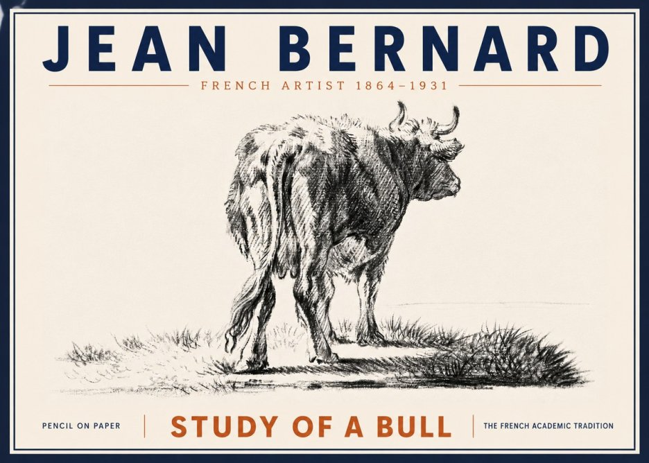 Jean Bernard Study of a Bull V No6 - Póster