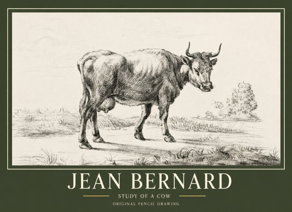 Jean Bernard Study of a Cow XII No1 - Póster