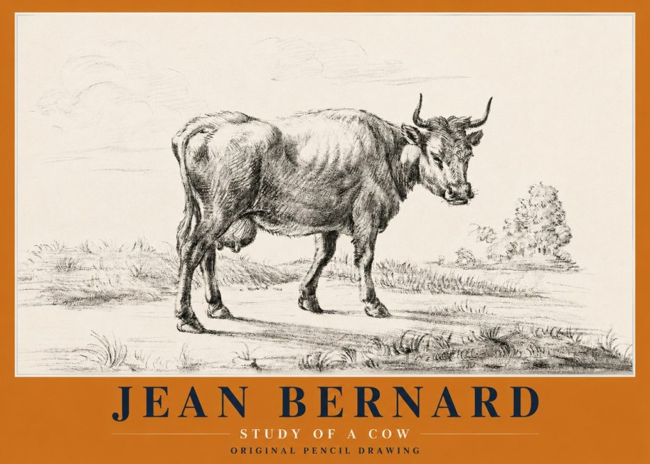Jean Bernard Study of a Cow XII No2 - Póster