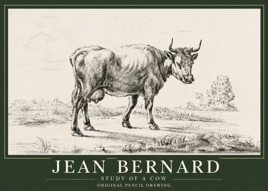 Jean Bernard Study of a Cow XII No3 - Póster