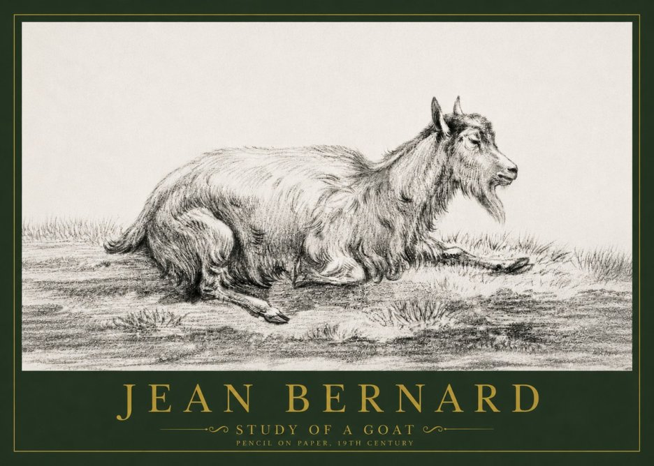 Jean Bernard Study of a Goat V No4 - Póster