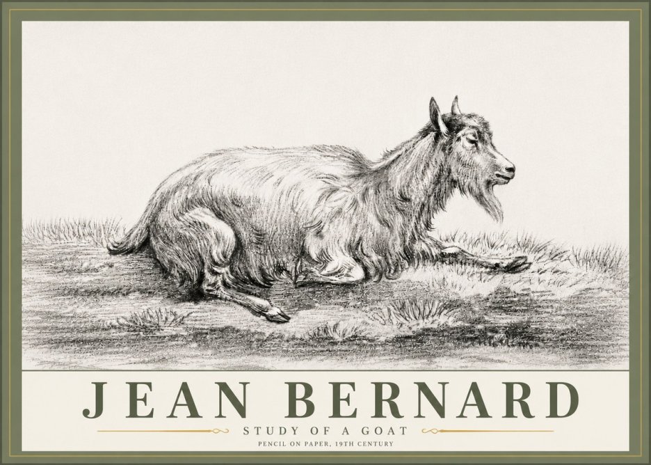 Jean Bernard Study of a Goat V No6 - Póster