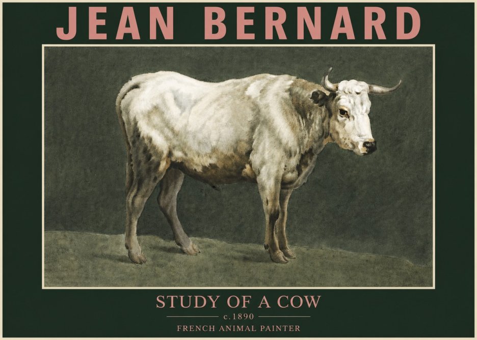 Jean Bernard Study of a Cow C. 1890 No3 - Póster