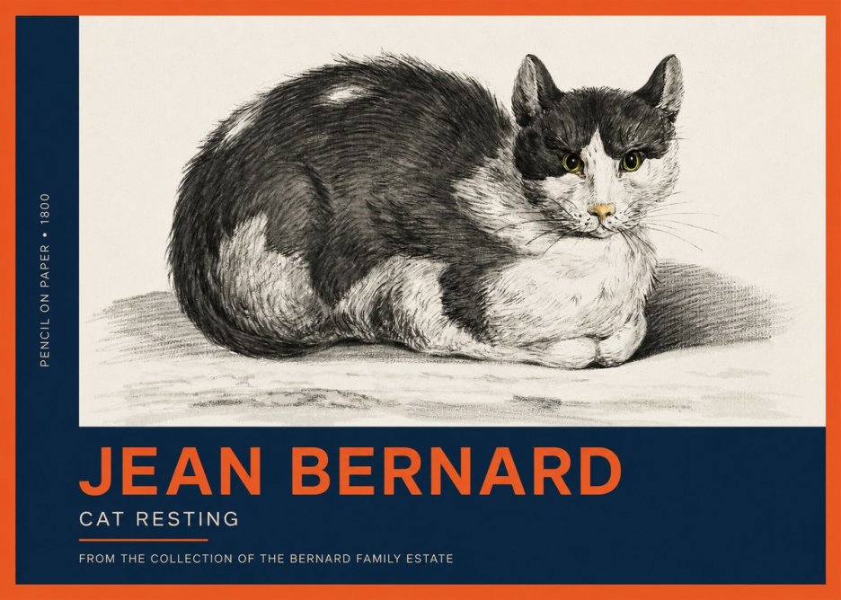 Jean Bernard Cat Resting No2 - Póster