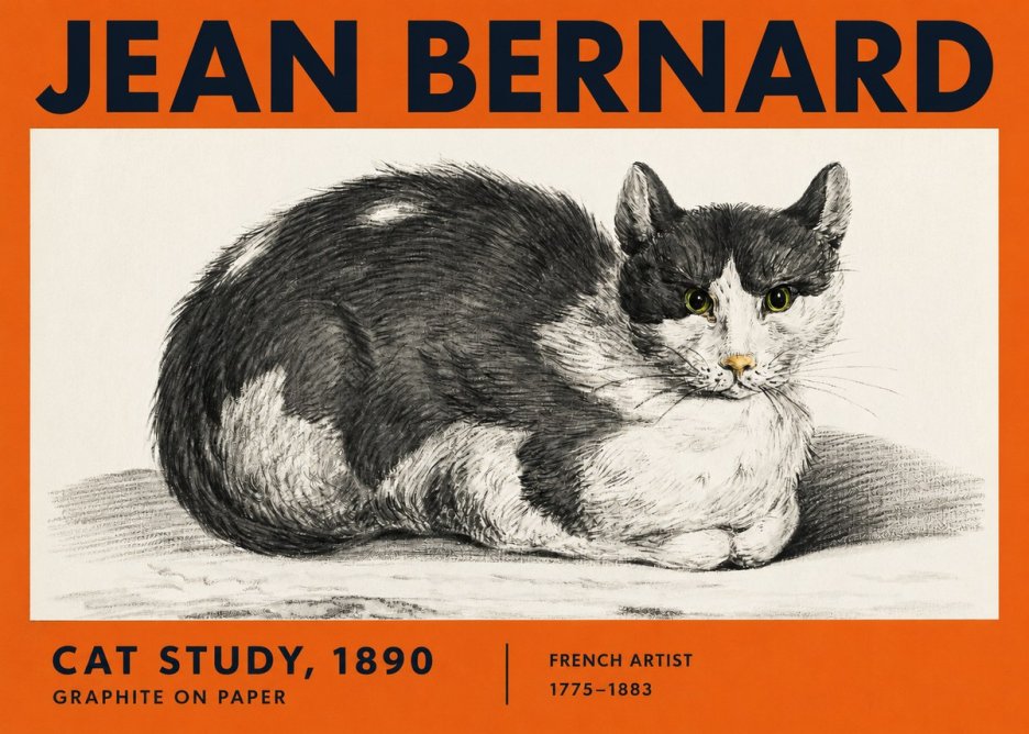 Jean Bernard Cat Resting No4 - Póster