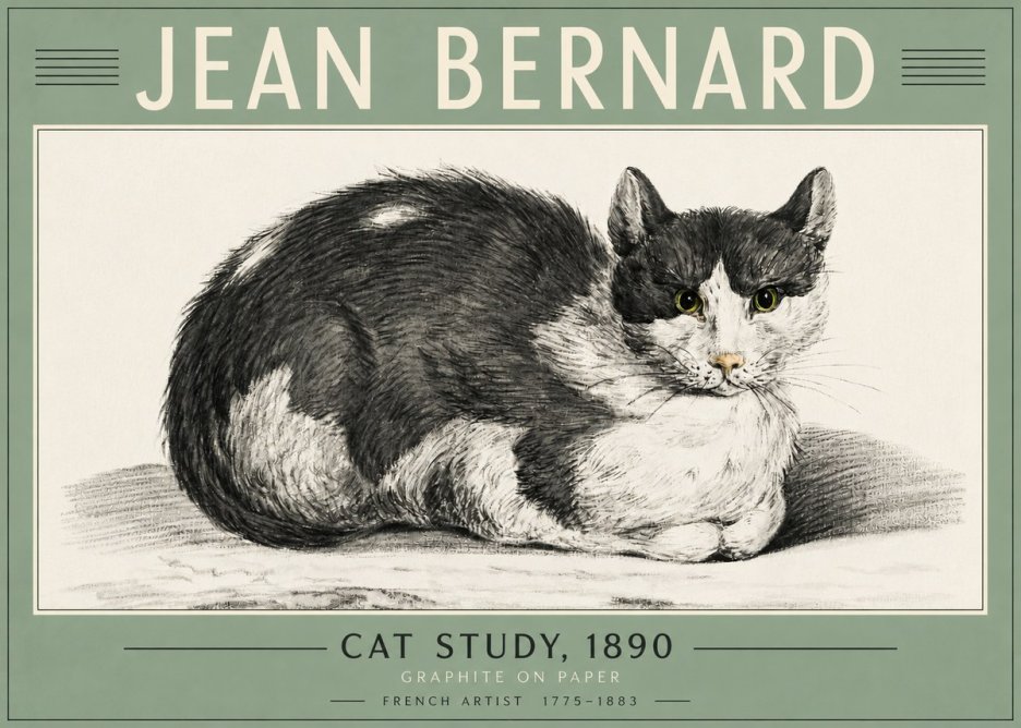 Jean Bernard Cat Resting No5 - Póster