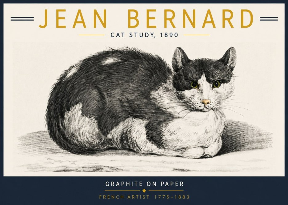 Jean Bernard Cat Resting No6 - Póster
