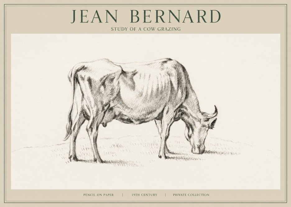Jean Bernard Study of a Cow Grazing I No1 - Póster