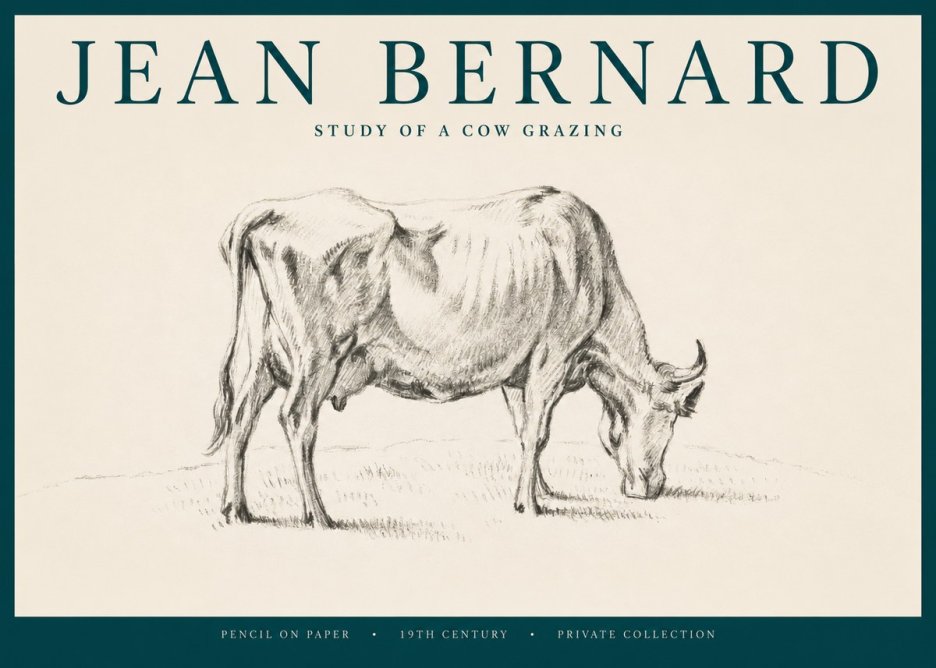 Jean Bernard Study of a Cow Grazing I No2 - Póster