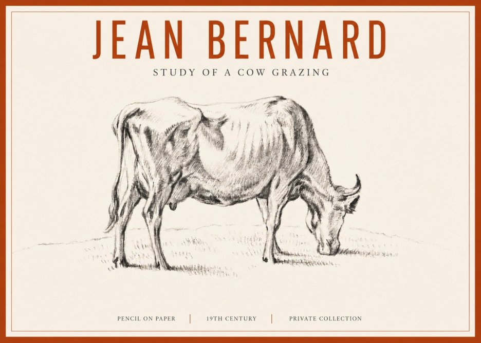 Jean Bernard Study of a Cow Grazing I No3 - Póster