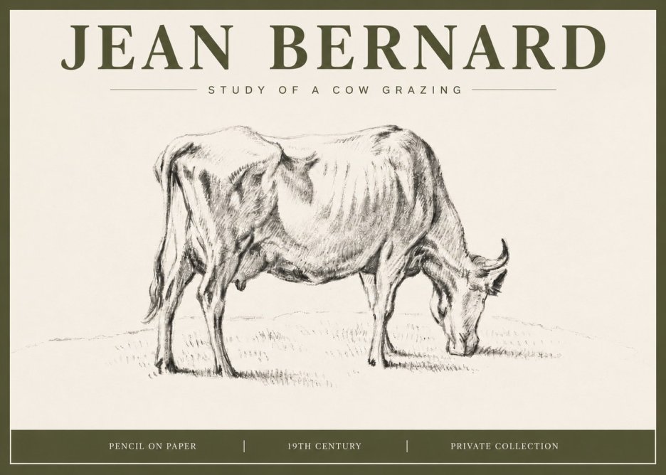 Jean Bernard Study of a Cow Grazing I No4 - Póster