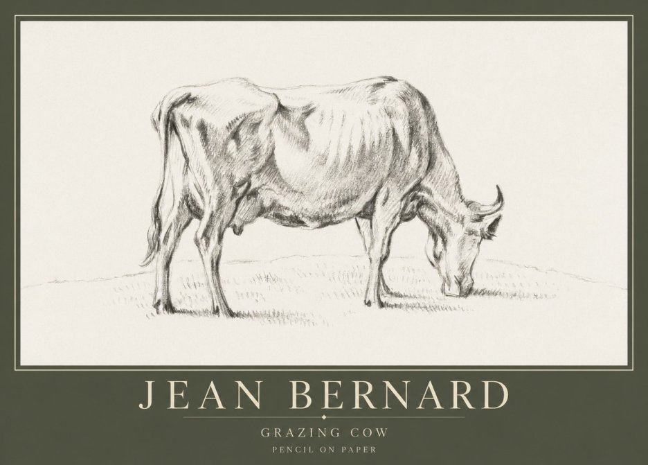 Jean Bernard Study of a Cow Grazing I No5 - Póster