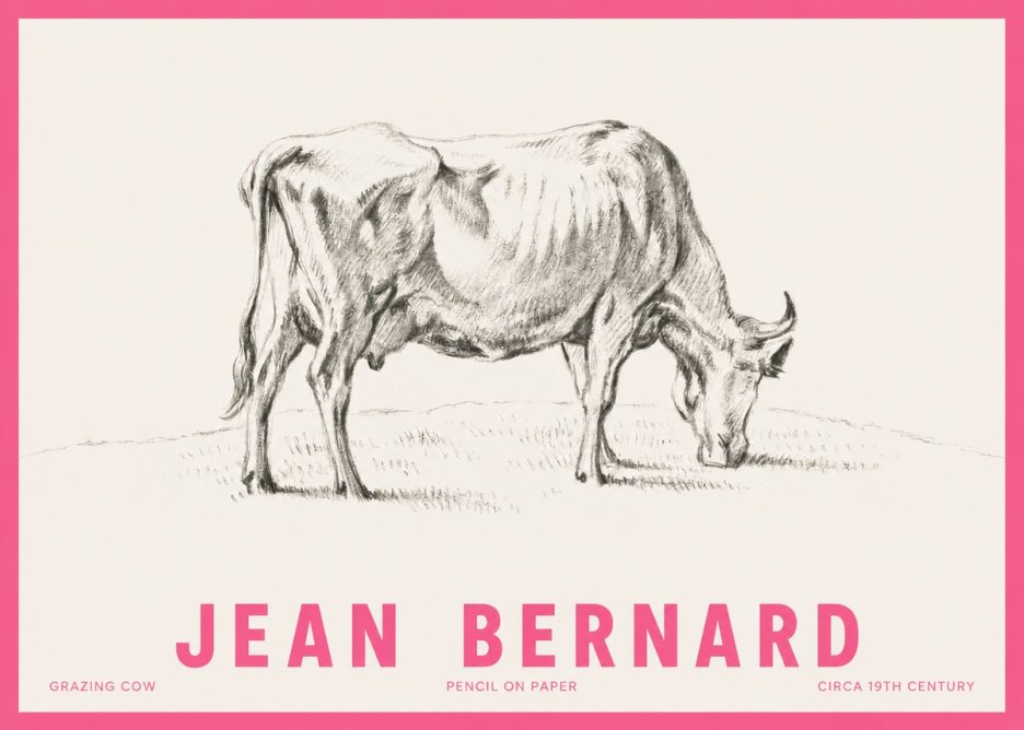 Jean Bernard Study of a Cow Grazing I No6 - Póster