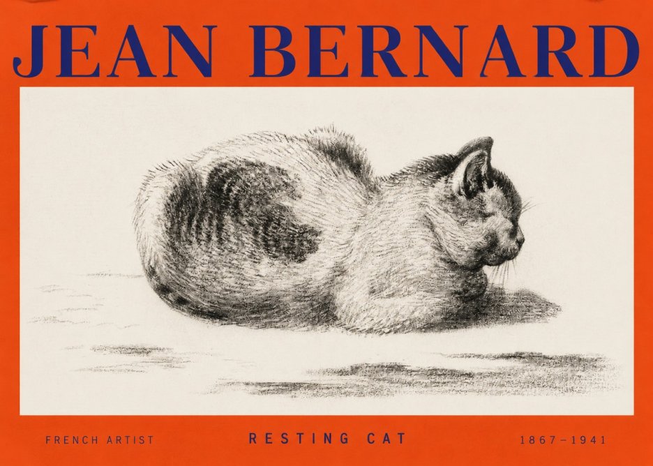 Jean Bernard Resting Cat No2 - Póster
