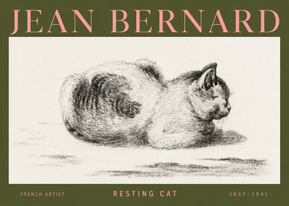 Jean Bernard Resting Cat No3 - Póster