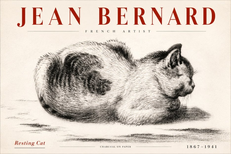 Jean Bernard Resting Cat No5 - Póster
