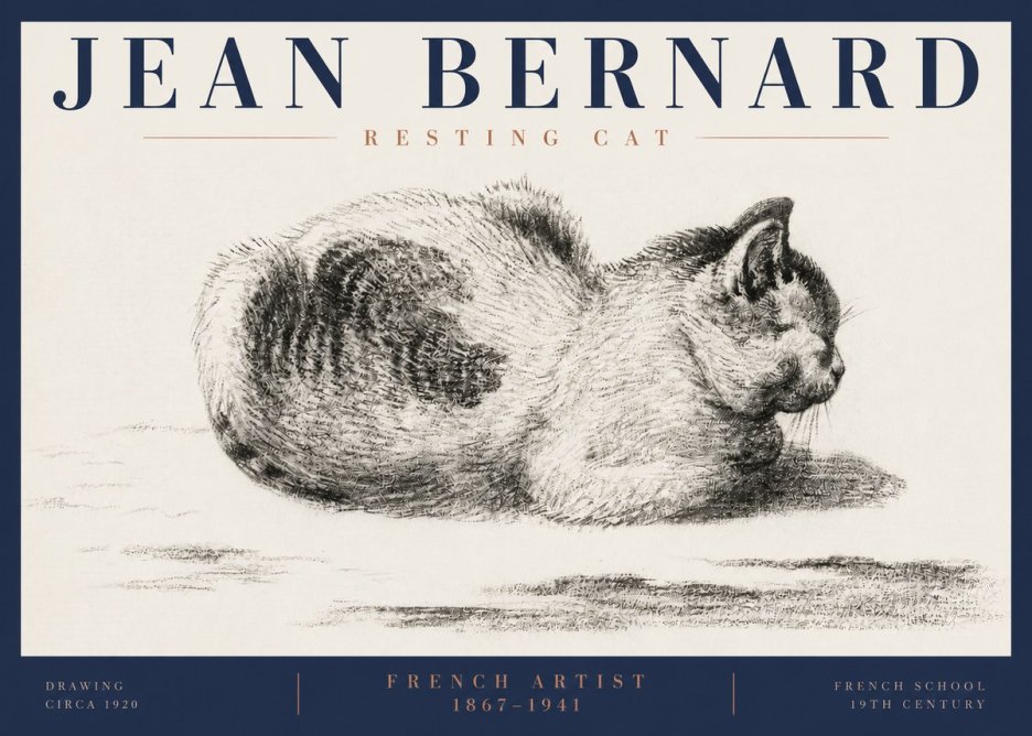 Jean Bernard Resting Cat No6 - Póster