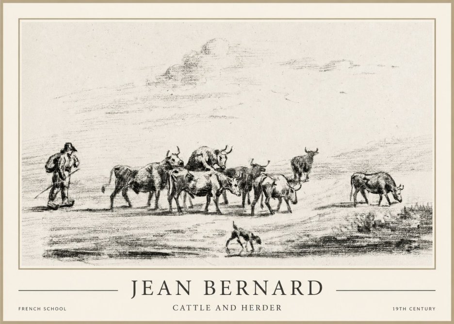 Jean Bernard Cattle and Herder No1 - Póster