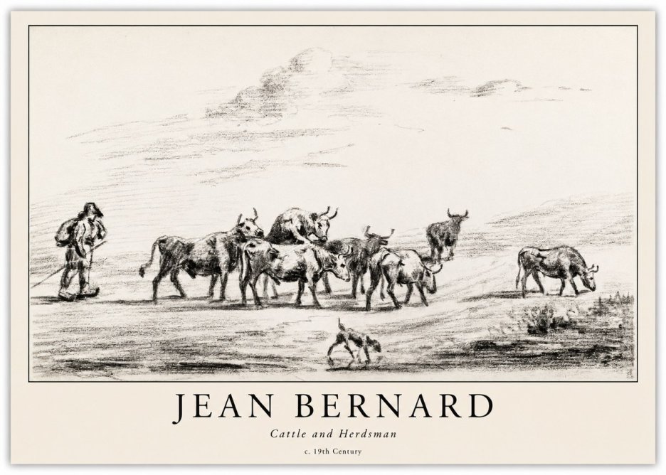 Jean Bernard Cattle and Herder No6 - Póster
