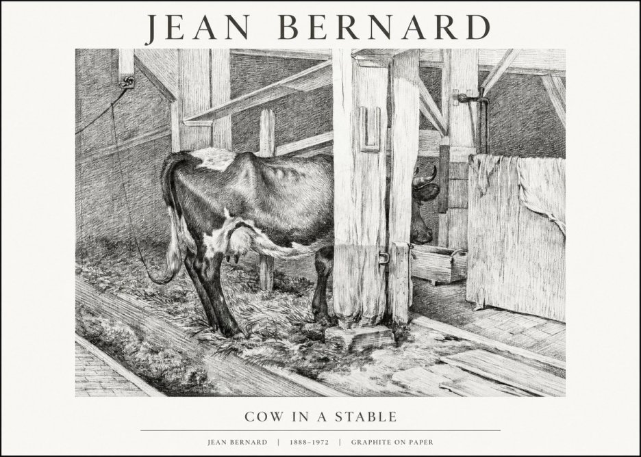 Jean Bernard Cow in a Stable No1 - Póster
