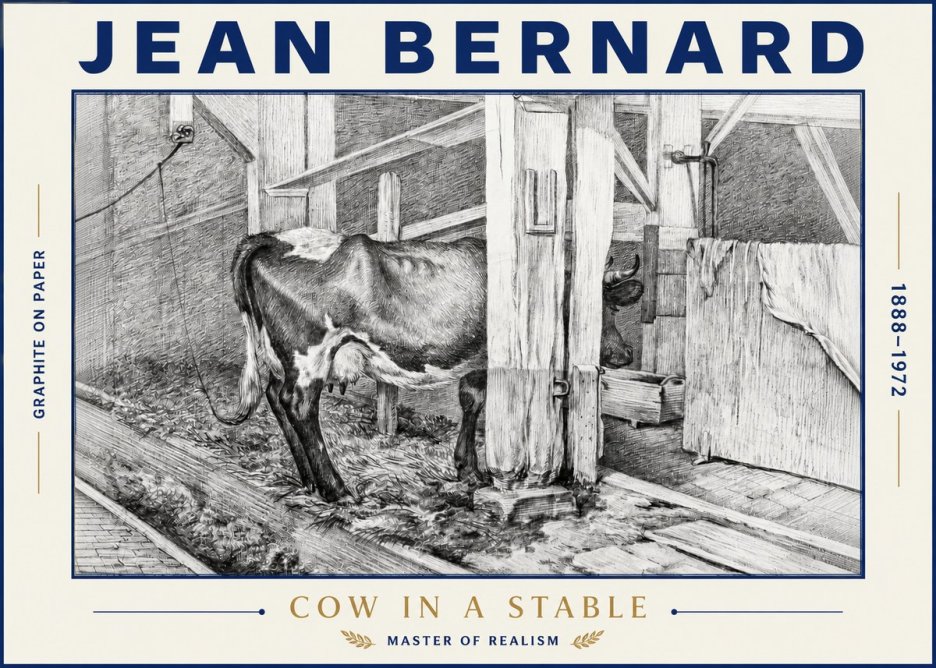 Jean Bernard Cow in a Stable No4 - Póster