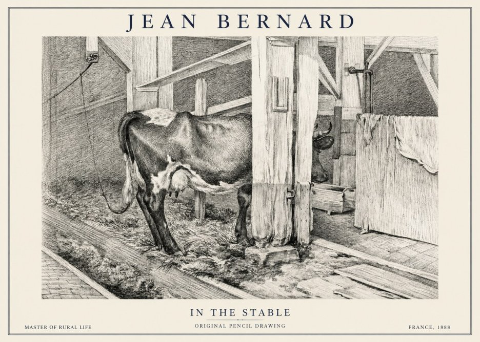 Jean Bernard Cow in a Stable No6 - Póster