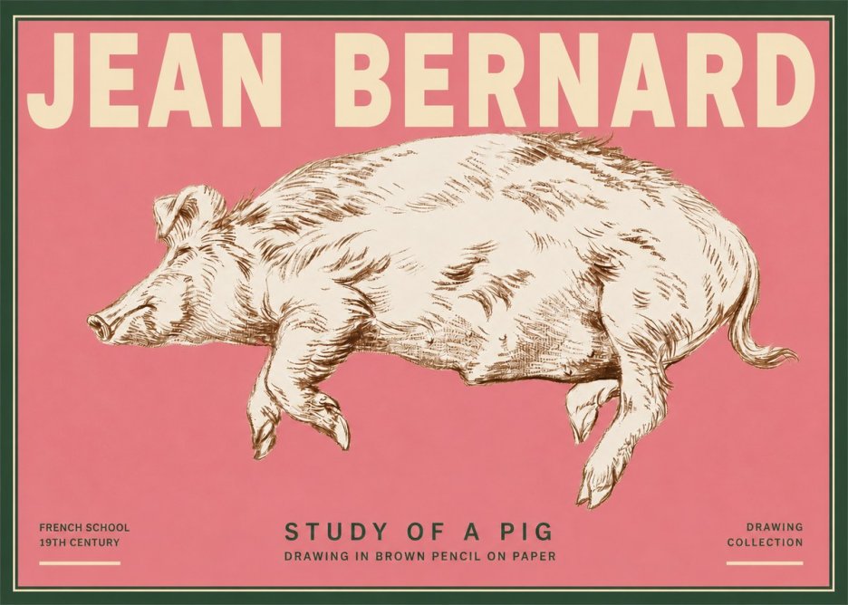 Jean Bernard Study of a Pig II No3 - Póster