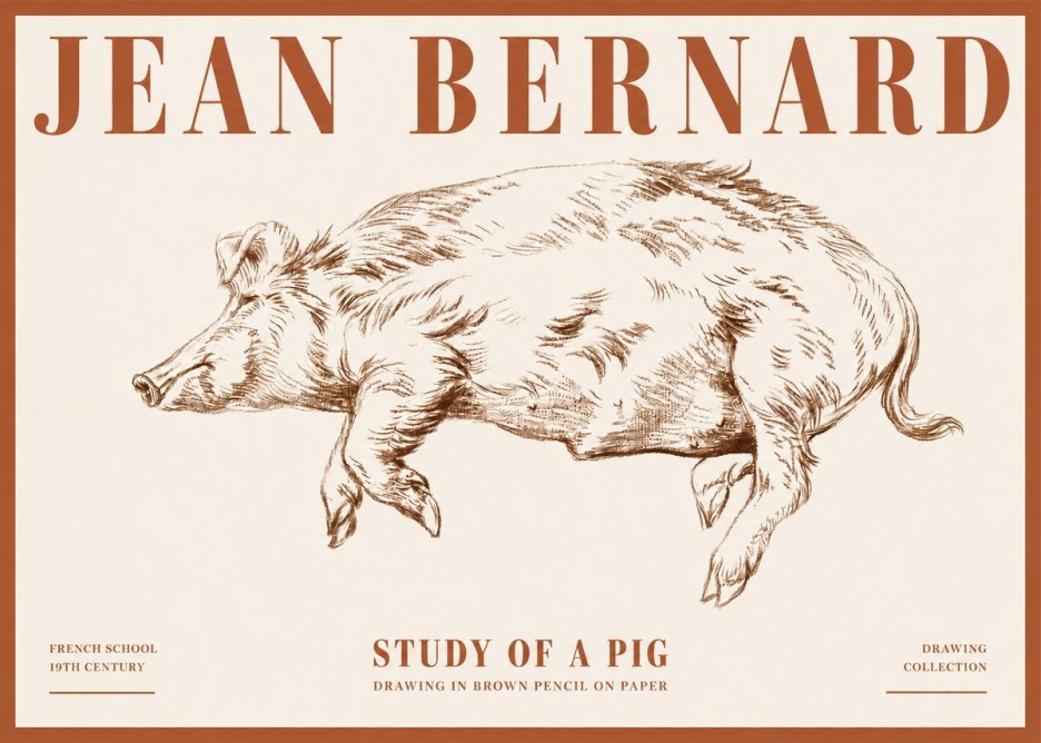 Jean Bernard Study of a Pig II No4 - Póster