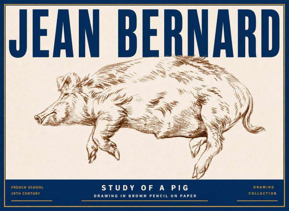 Jean Bernard Study of a Pig II No5 - Póster