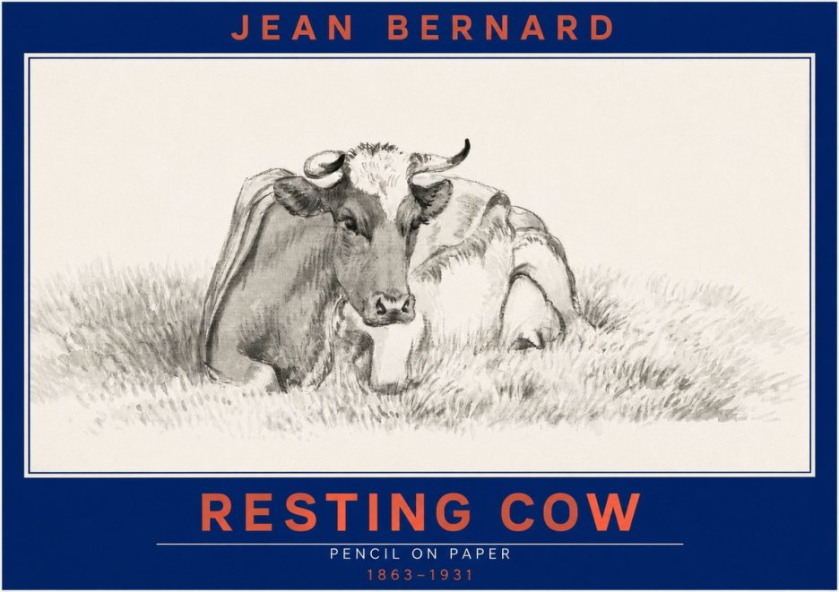 Jean Bernard Resting Cow IV No2 - Póster