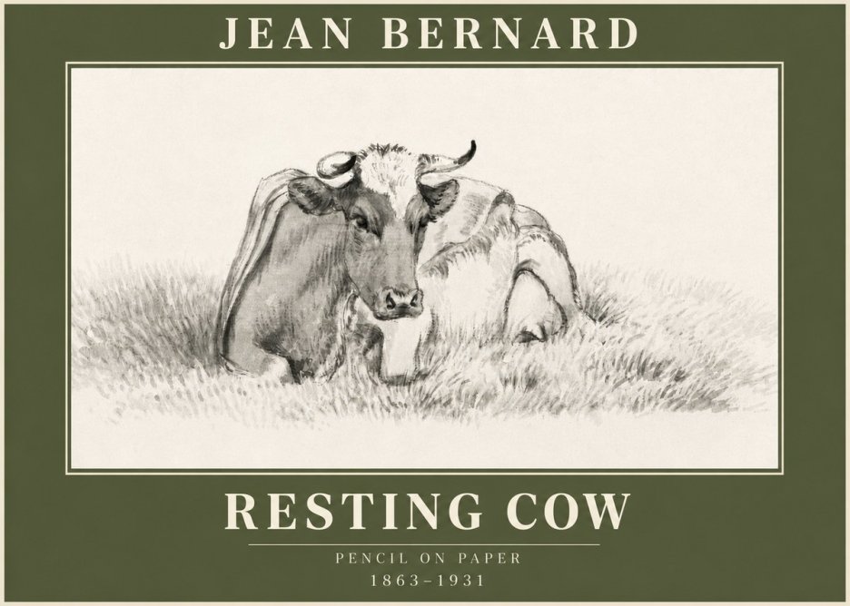 Jean Bernard Resting Cow IV No3 - Póster